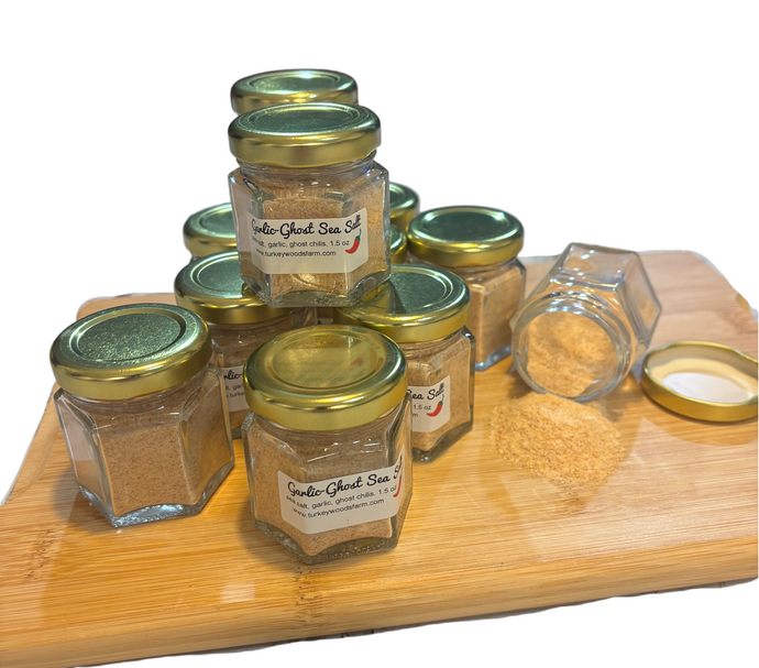 Two Glass Jars Garlic-Ghost Sea Salt, 1.5 oz each by weight